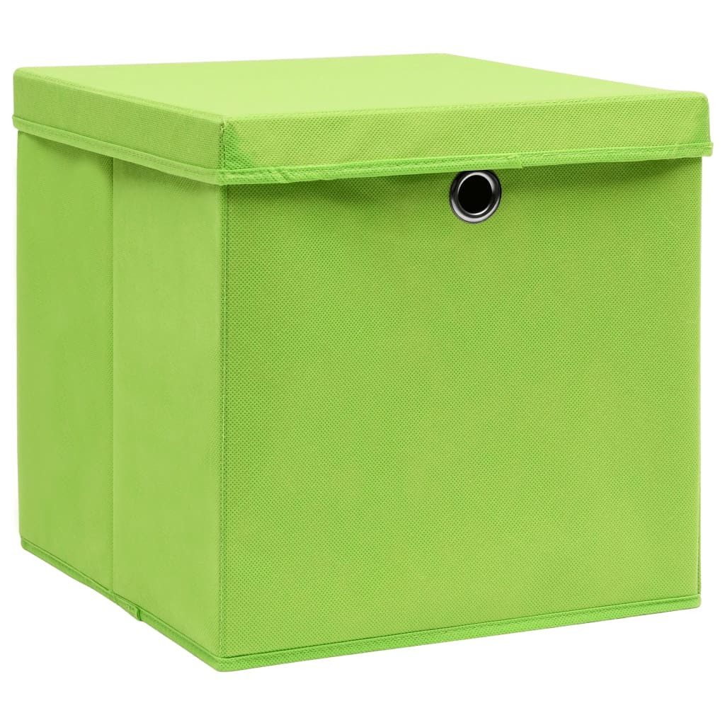 vidaXL Aufbewahrungsbox Aufbewahrungsboxen mit Deckeln 4 Stk. 28x28x28 cm Grün (4 St)