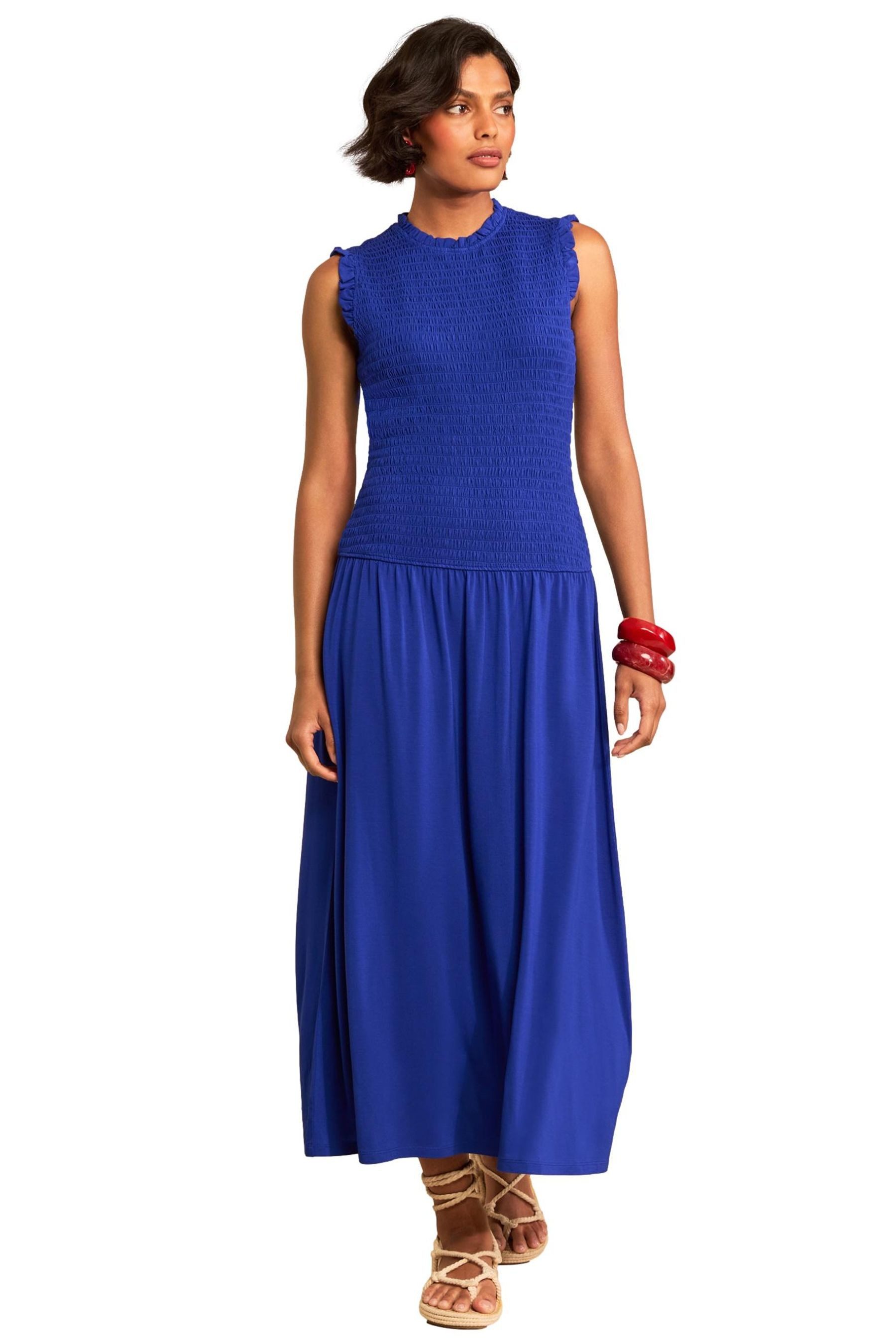 Love & Roses Midikleid Love & Roses gesmoktes Midikleid mit tiefer Taille (1-tlg)