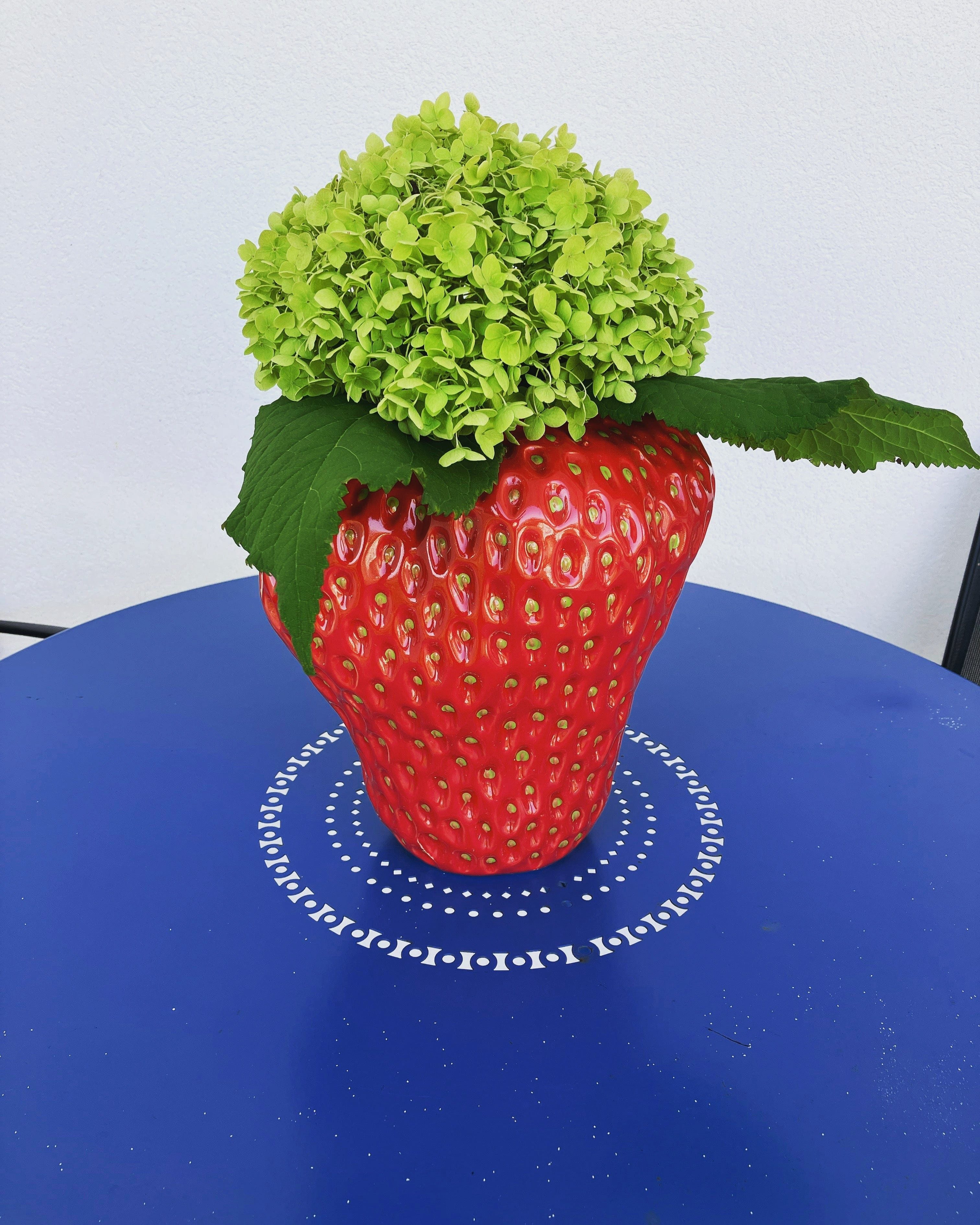 enzo de gasperi Dekovase Erdbeervase - glasierte Keramik Höhe 16cm Ø 17cm Dekovase rot lackiert (verschiedene Größen können kombiniert werden)