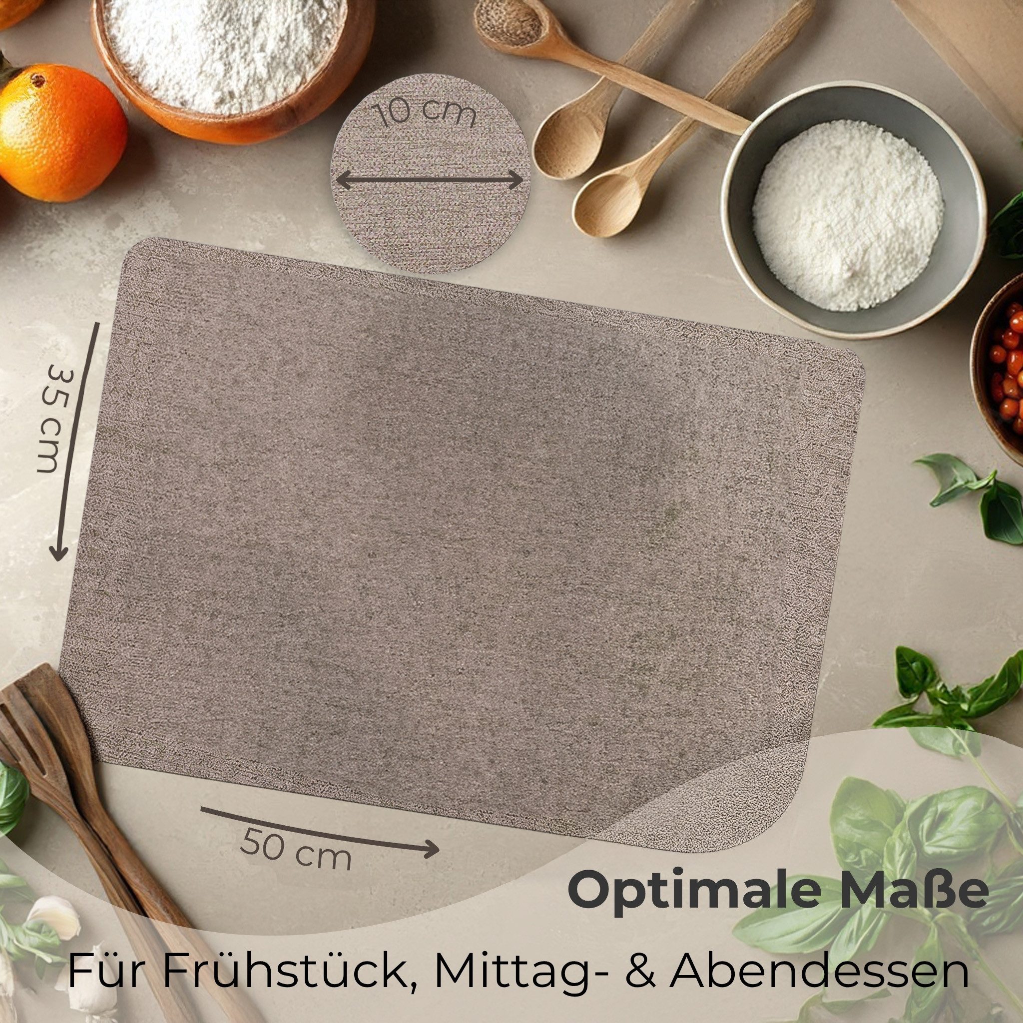 matches21 HOME & HOBBY Platzset Tischsets mit Glasuntersetzer 4er Set Braun Leinen Stoff-Optik, (4-St), Abwaschbare hitzebeständige PVC Platzsets