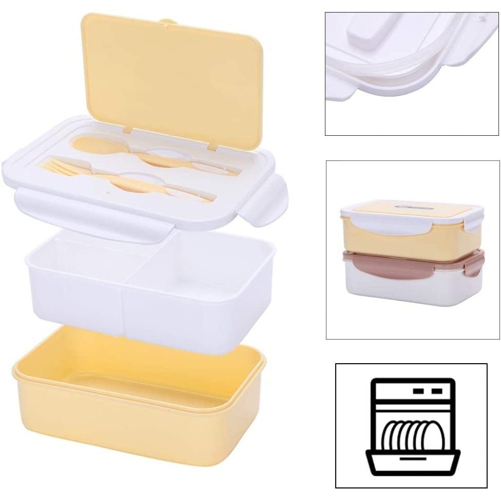 Brotdose,Bento Lunchbox Box Besteck 3 Fächern und Mit Jormftte