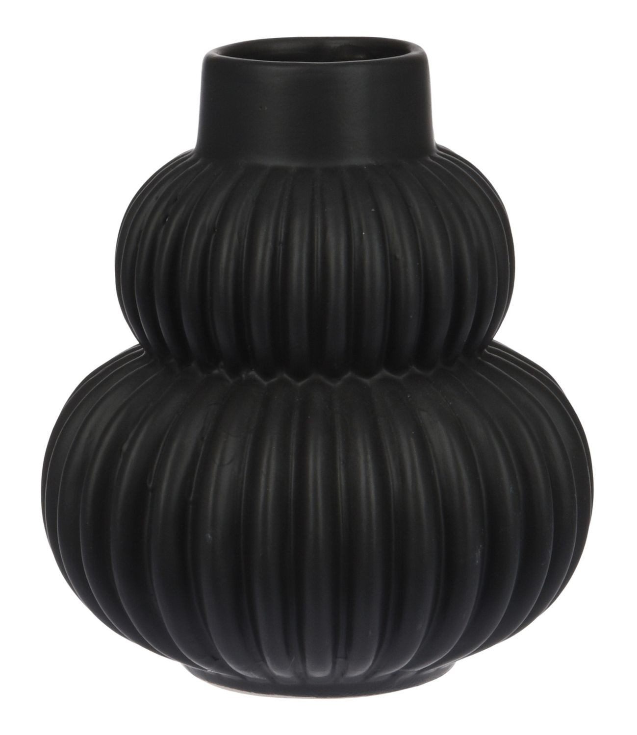 ZauberDeko Dekovase Vase Schwarz Geriffelt zwei günstig online kaufen