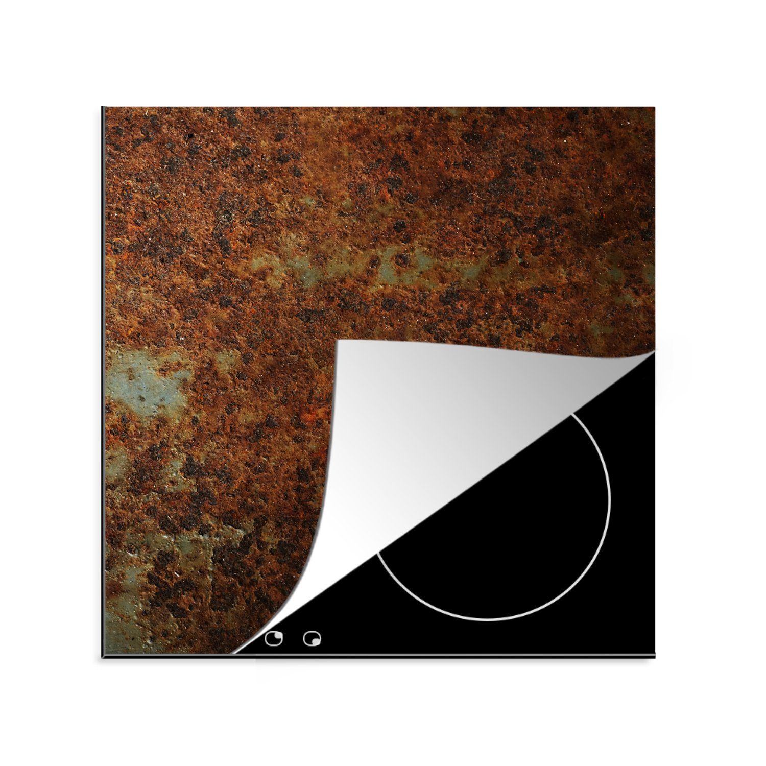 MuchoWow Herdblende-/Abdeckplatte Rost - Arbeitsplatte (1 Vinyl, Ceranfeldabdeckung, cm, - Stahl, tlg), für Vintage küche 78x78