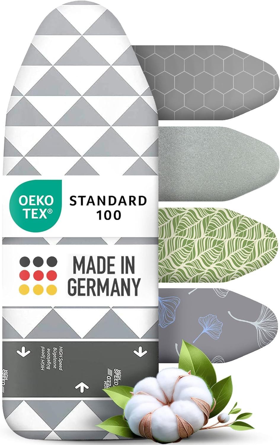 Arteneur Bügelbrettbezug, Made in Germany, OEKOTEX100, Zubehör für alle Bügeltische dank 5 Größen, Vergleichssieger, Hitzereflektierend, Gummizug