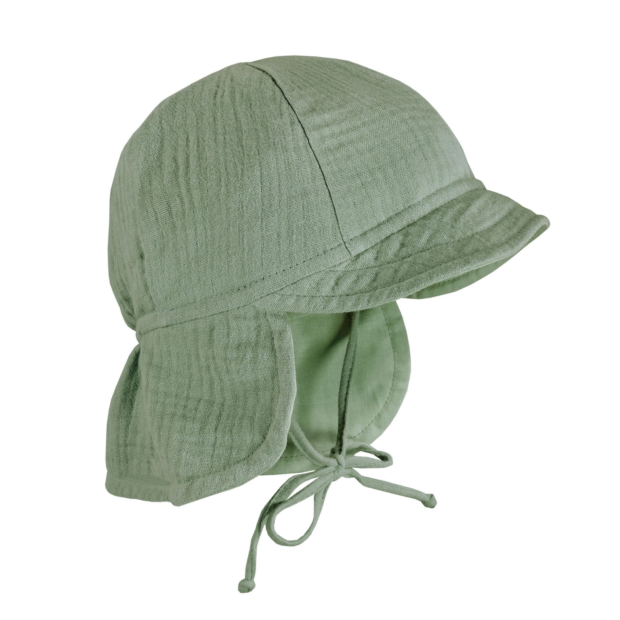 MAXIMO Schirmmütze GOTS BABY-Schildmütze, Band Musselinstoff, Nackenschutz, Futter, UV (1-St) Musselin