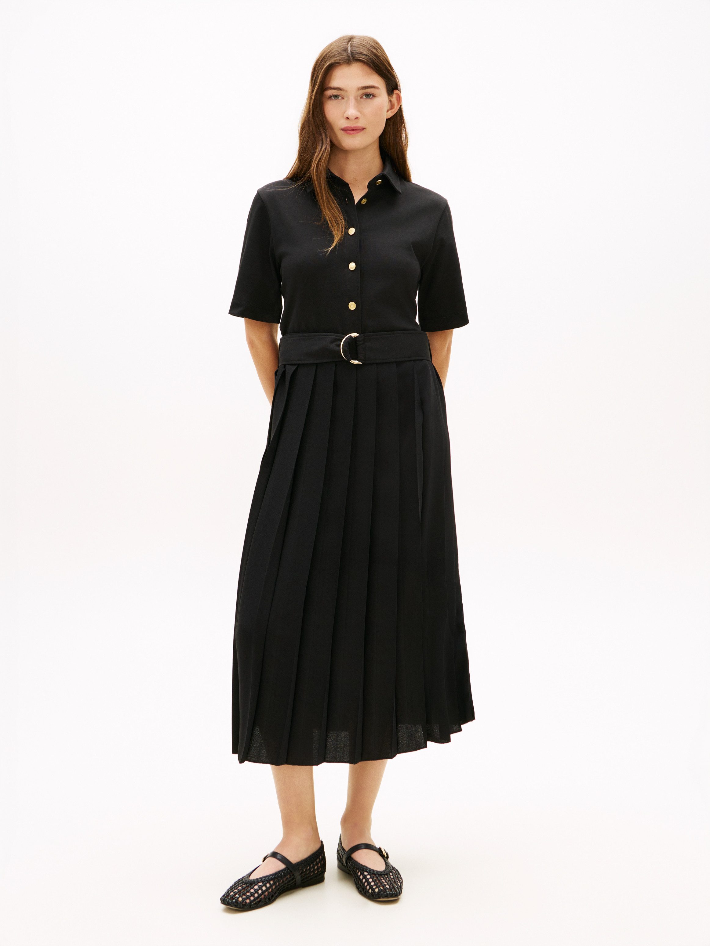 Tommy Hilfiger Hemdblusenkleid GOLD BUTTON MIX MEDIA DRS mit Bindegürtel günstig online kaufen