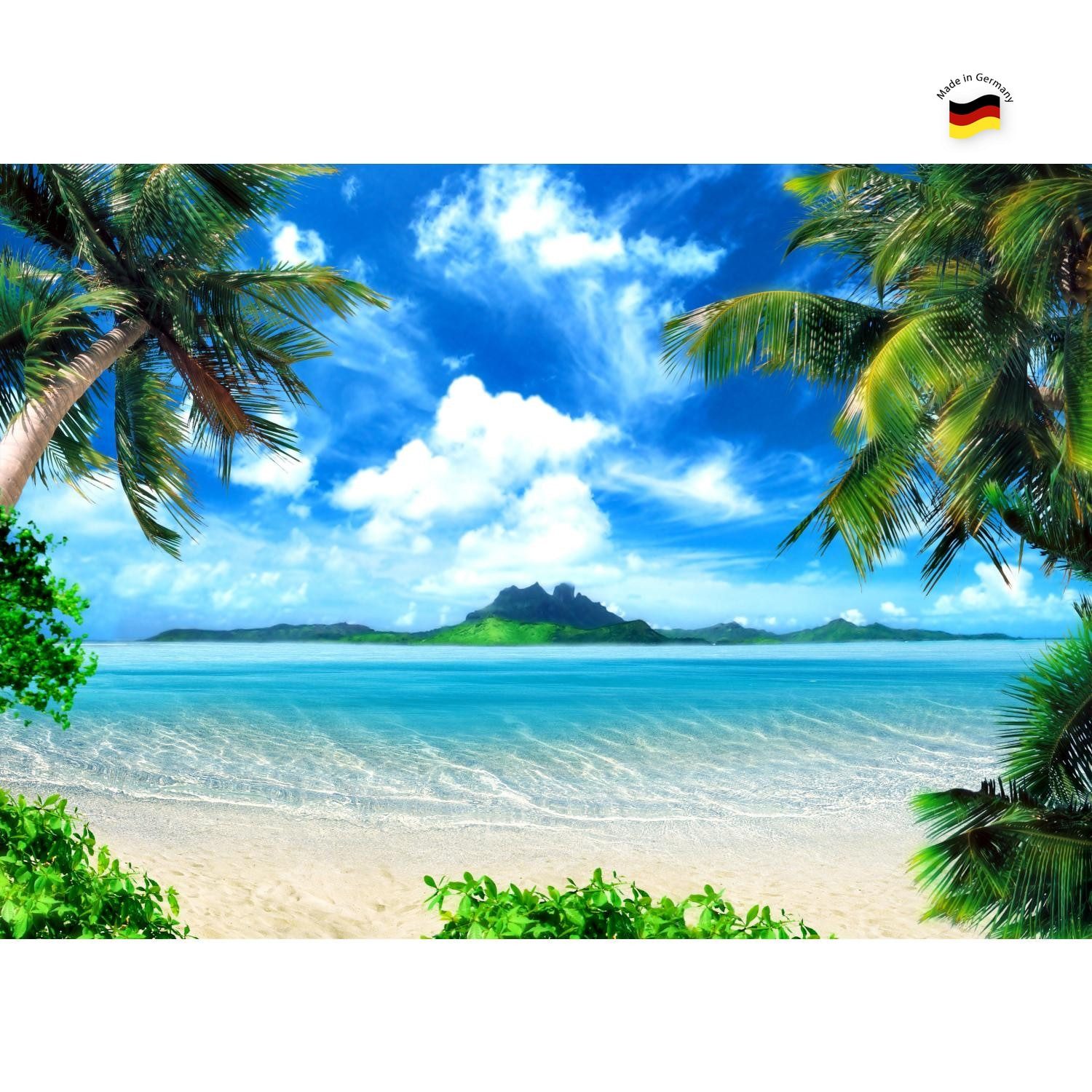 Runa Art Fototapete Strand und Meer Modern Vlies Wohnzimmer Schlafzimmer Grün Blau, (1 St)