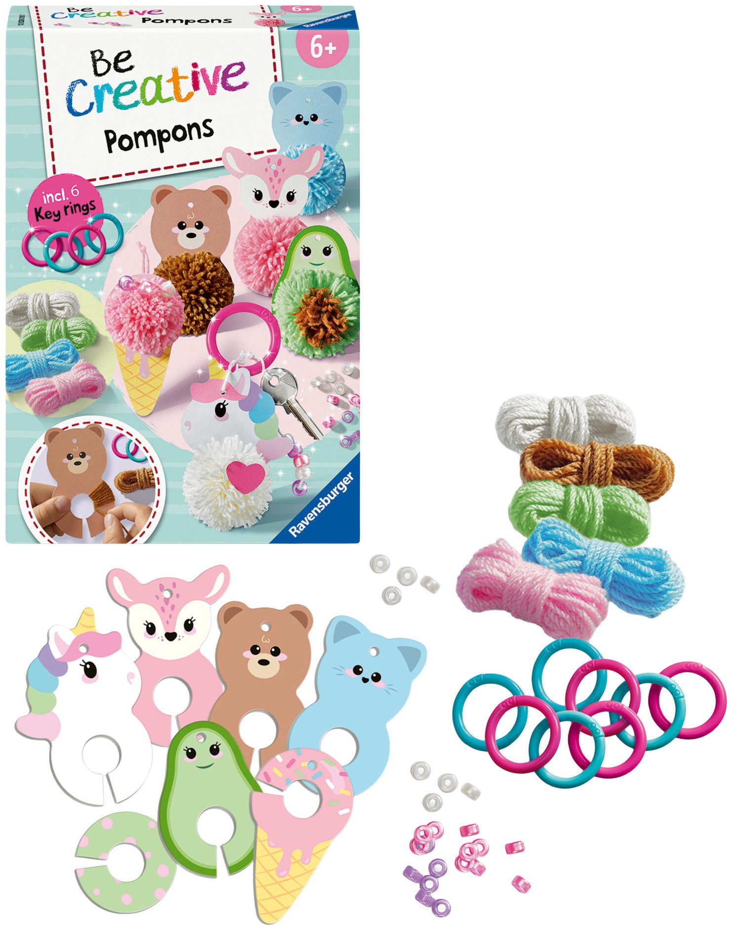 Ravensburger Kreativset BeCreative Midi, Pompons Kawaii, Made in Europe