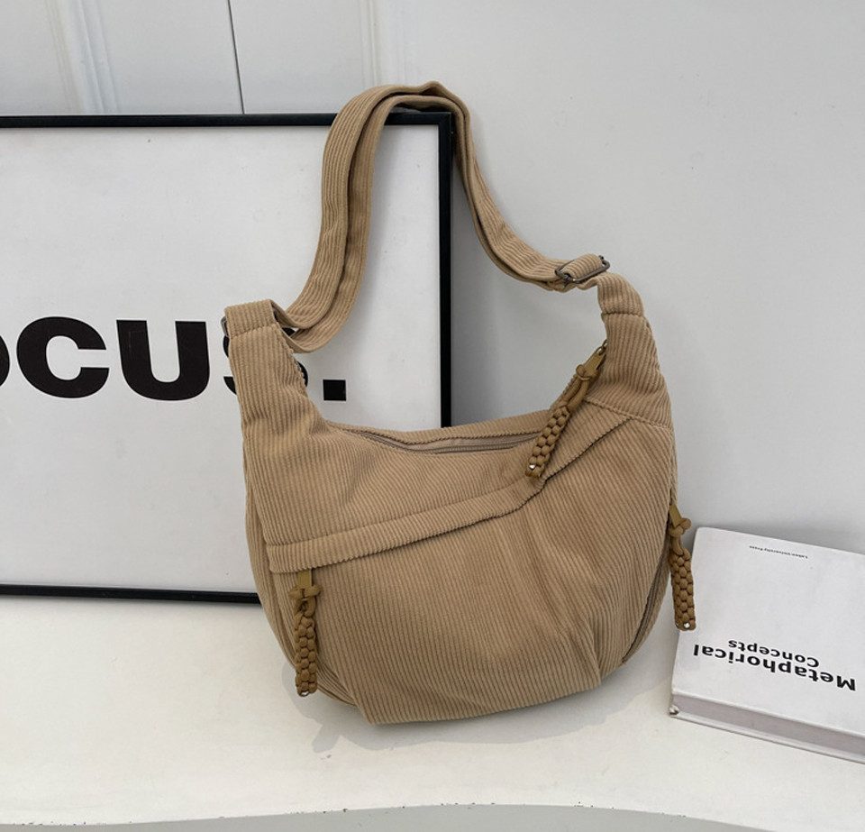 Bextsrack Umhängetasche Schultertasche Damen Kordsamt-Schultertasch, Mit Schultergurt Einstellbar, Gürteltasche für jeden Anlass