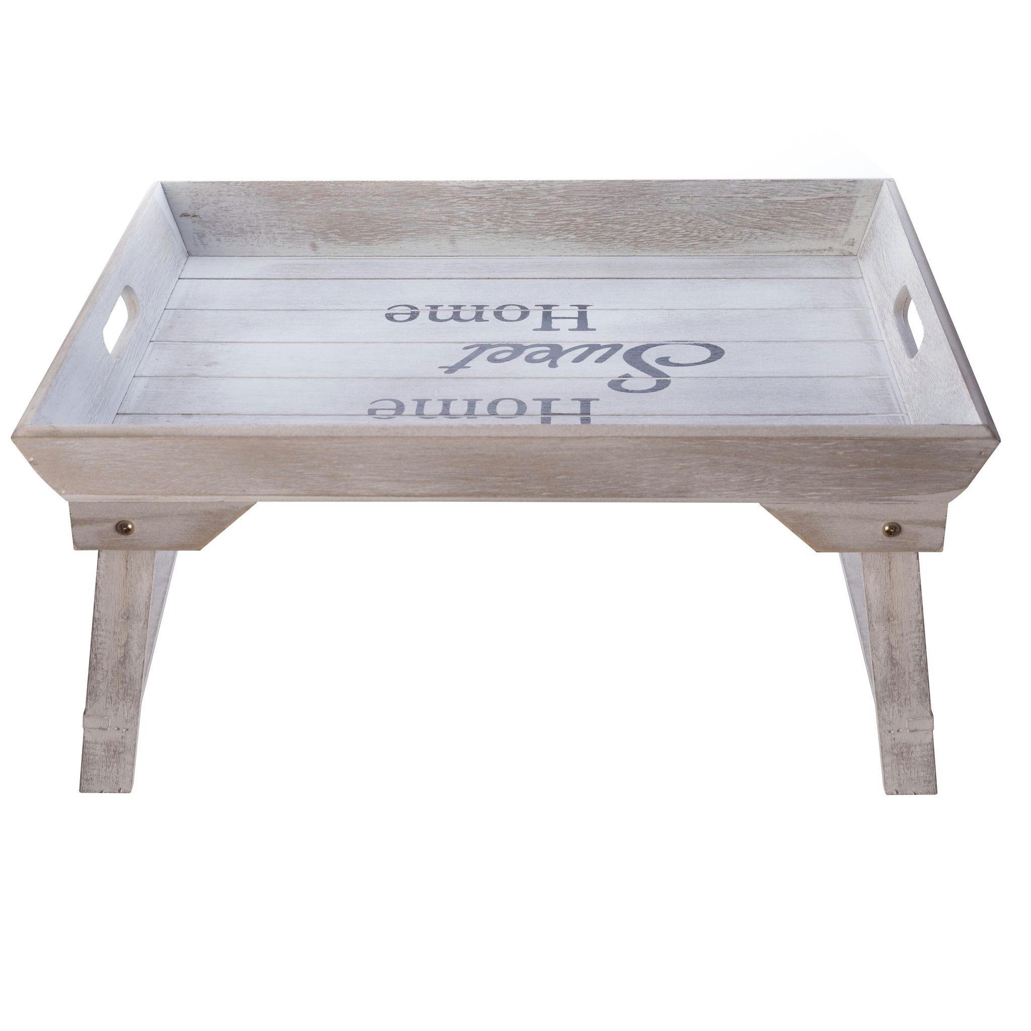 elbmöbel Tabletttisch Betttablett (FALSCH), cm mit Landhausstil sweet Fuß Ablage grau Home Tabletttisch: Home 48x26x32