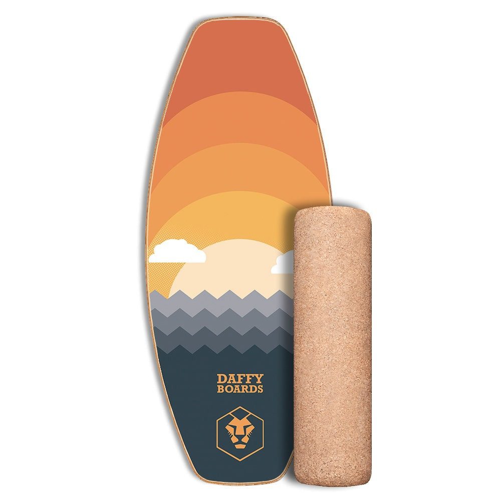 Daffy Boards Balanceboard Allrounder Balance Board Set mit Korkrolle - Design: Sunrise