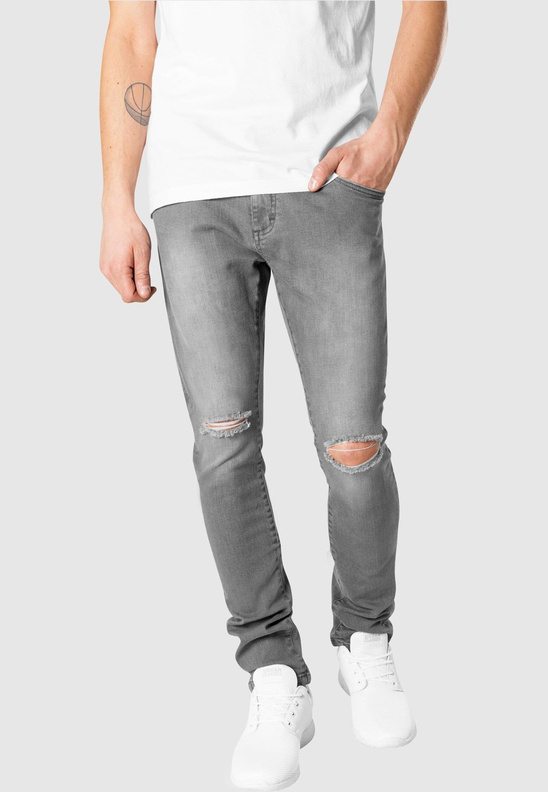 Herren Cut (1-tlg) Fit Knee Bequeme grey Slim URBAN Jeans CLASSICS Denim Pants
