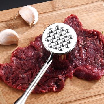 LENBEST Fleischhammer Fleischklopfer Doppelseitiger Fleischklopfer aus Edelstahl, Fleischhammer, für Steak, Huhn, Schweinefleisch