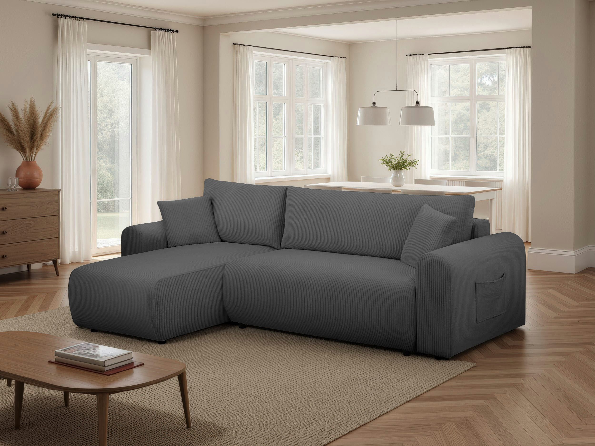 OTTO home Ecksofa JONAA L-Form, 241cm - OTTO. Verlässliche Qualität., Schlaffunktion(133/200), Bettkasten, Cord, Struktur, Unser Tiefpreis