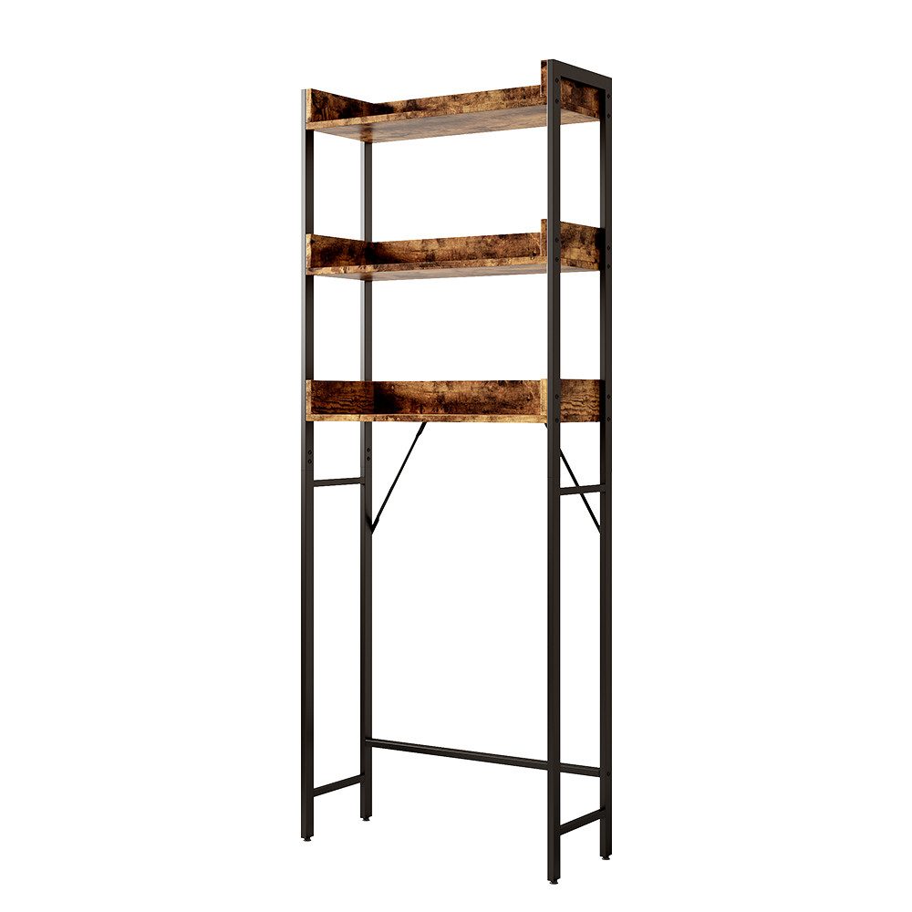Vicco Waschmaschinenschrank Fyrk Eiche Rustikal/Schwarz 64 x 165 cm mit 3 F günstig online kaufen
