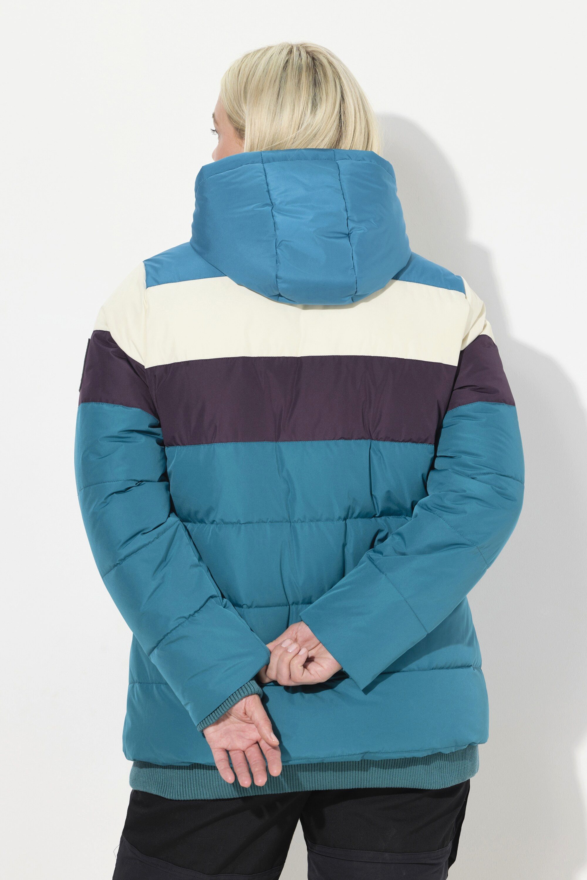 Ulla Popken Steppjacke Funktionsjacke wasserdicht 2-Wege-Zipper Kapuze