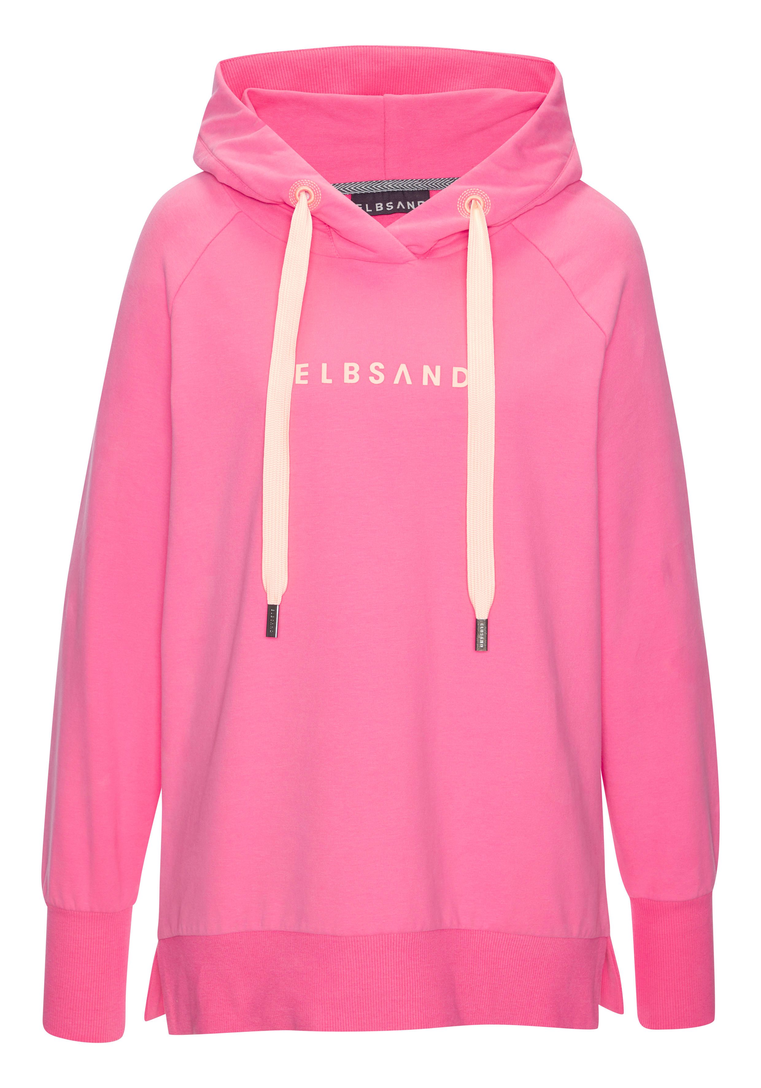 Elbsand Kapuzensweatshirt Svana mit Logoprint, bequemer Hoodie, seitliche Schlitze