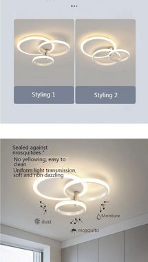 Daskoo Deckenleuchten 3/5 Ringe LED Deckenlampe mit Fernbedienung Dimmbar Schlafzimmer, LED fest integriert, Warmweiß/Neutralweiß/Kaltweiß, LED Deckenleuchte stufenlos dimmbar