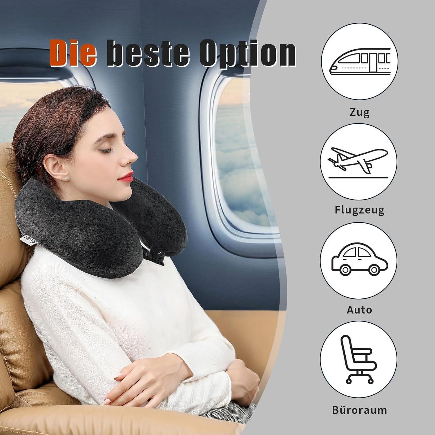 LuxusKollektion Reisekissen Nackenkissen Memory ergonomisch Reise Flugzeug Auto Schwarz