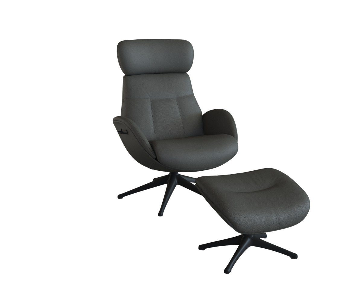 FLEXLUX Relaxsessel Elegant, Funktionssessel, verstellbarer Rücken- und Kopfstütze, Premium Komfort, Rücken- & Kopfteilverstellung, drehbar, Fuß schwarz