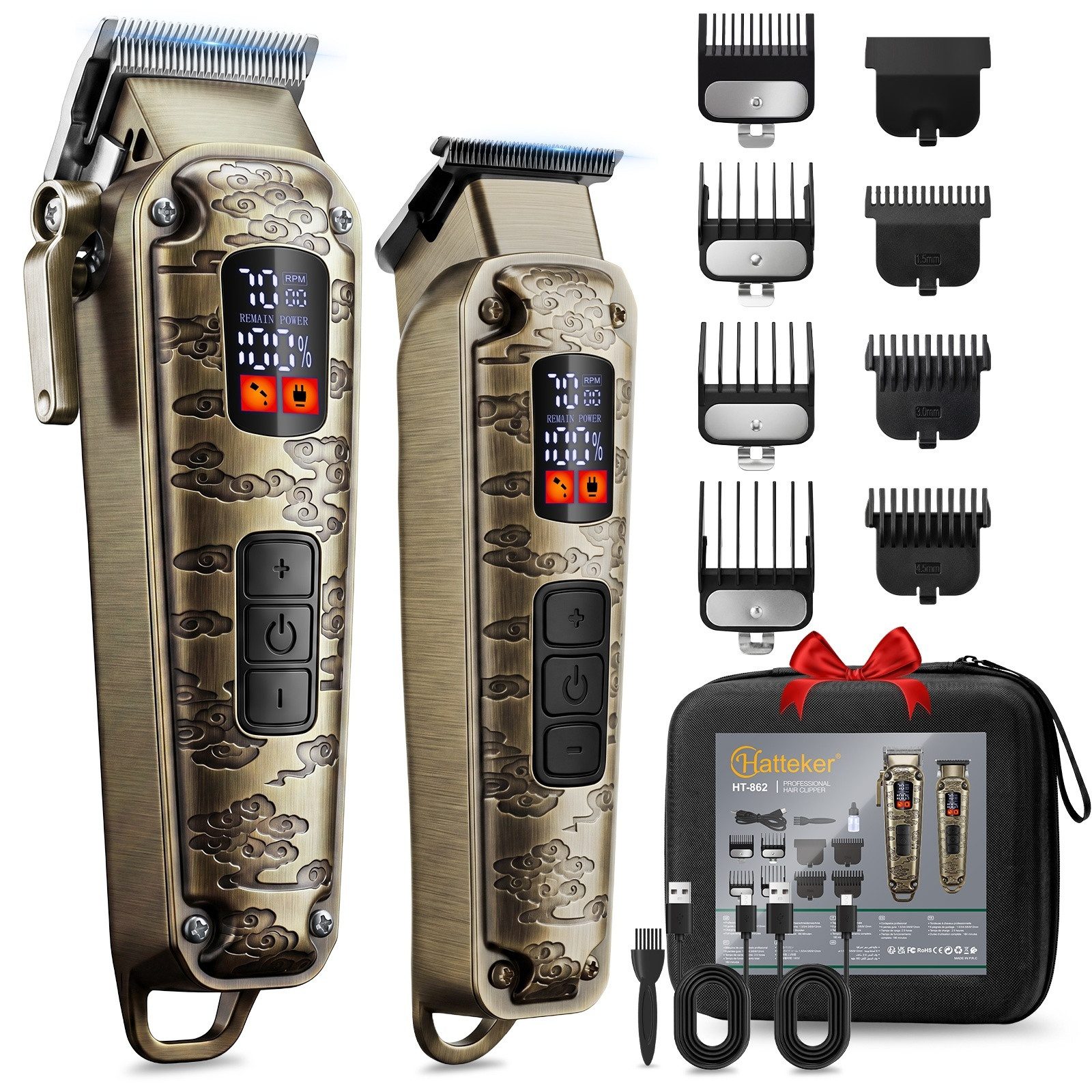 HATTEKER Haarschneider HT-862, Barttrimmer, Profi Haarschneideset, inkl. Aufbewahrungstasche