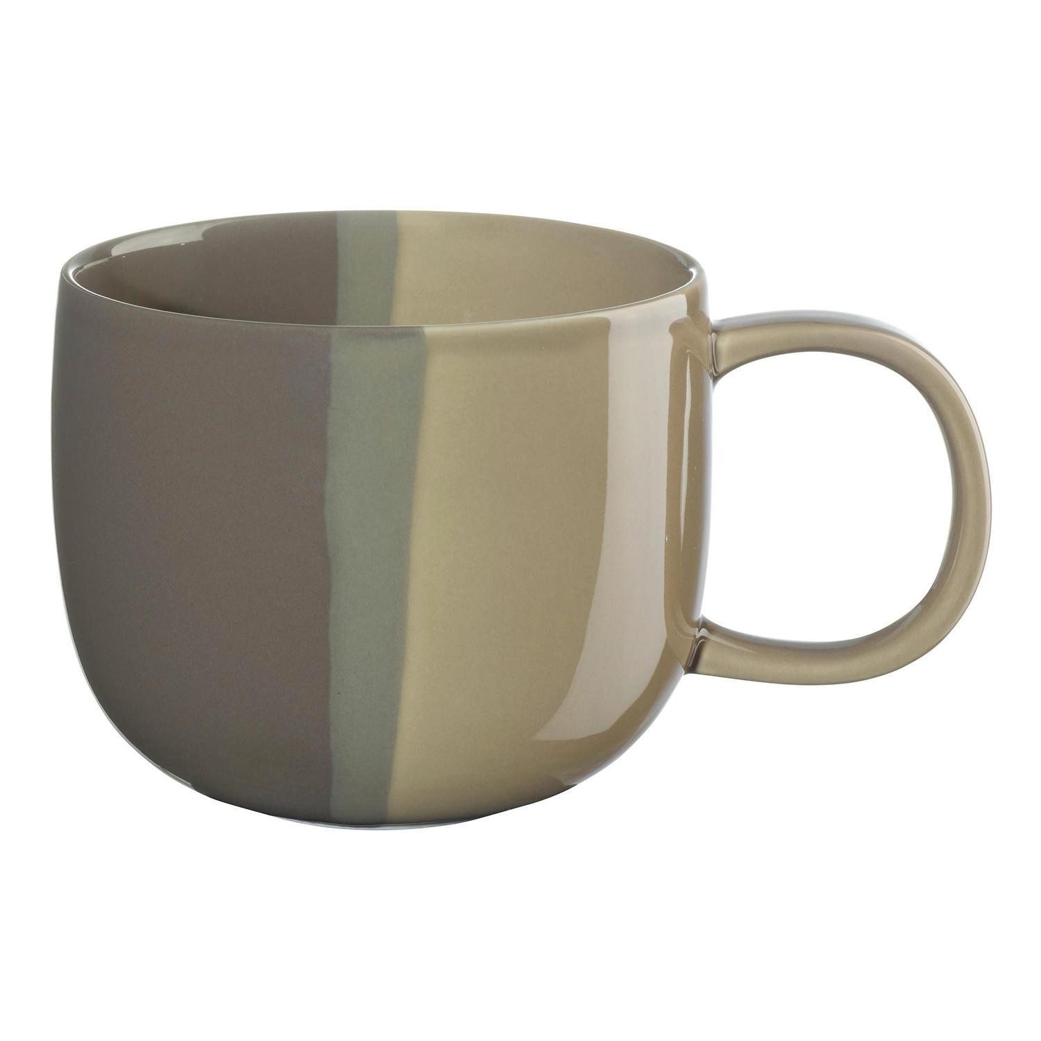 ASA SELECTION Tasse Kaffeetasse JOY, 400 ml, Dunkelbraun, Hellbraun, 1-tlg., Porzellan, spülmaschinengeeignet