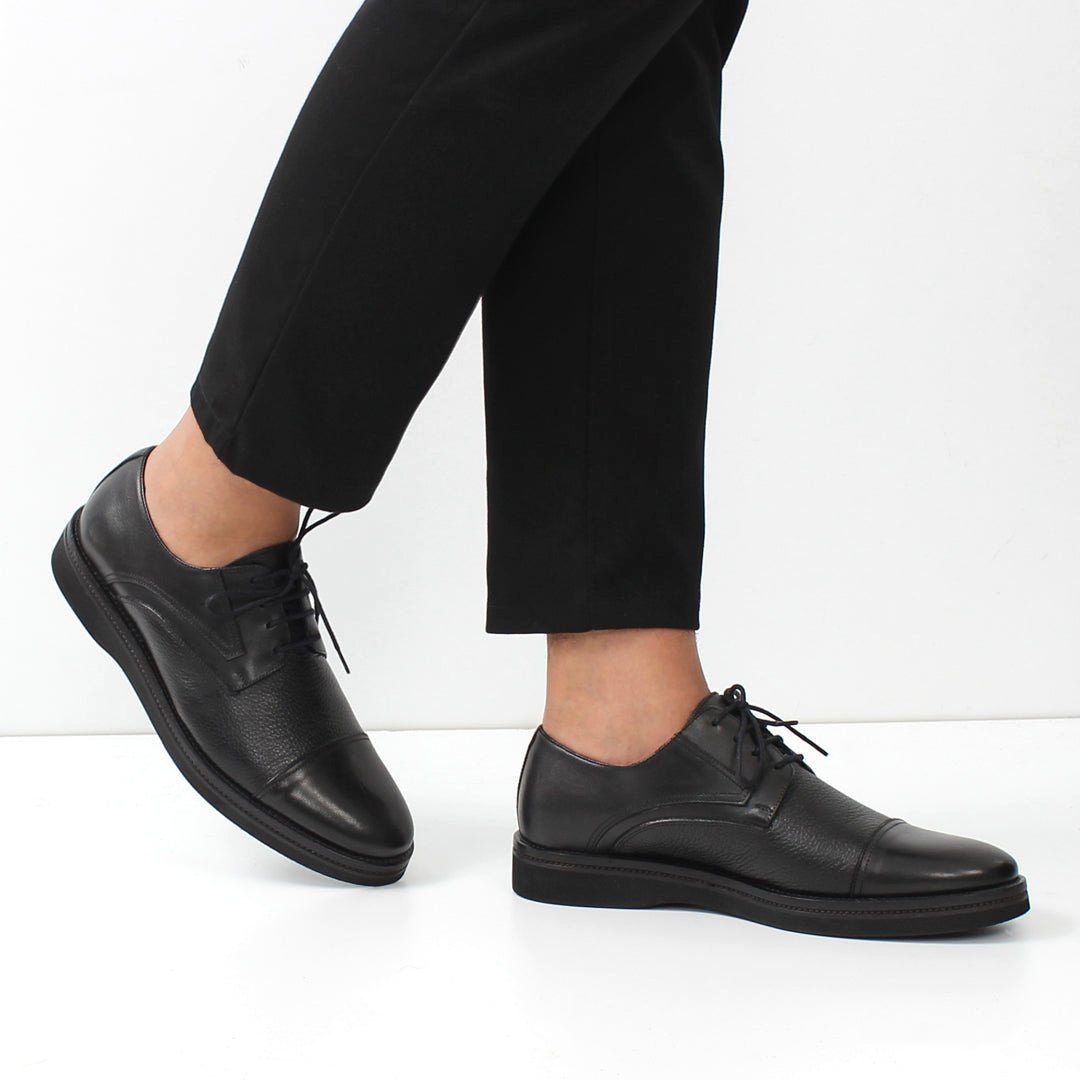 Celal Gültekin Derby Cap-Toe Business Schuhe Herren Schnürschuh Derby Cap-Toe, Echtleder-Futter, Plateau-EVA-Sohle, Schwarz, 41 – Bild 2 von 5