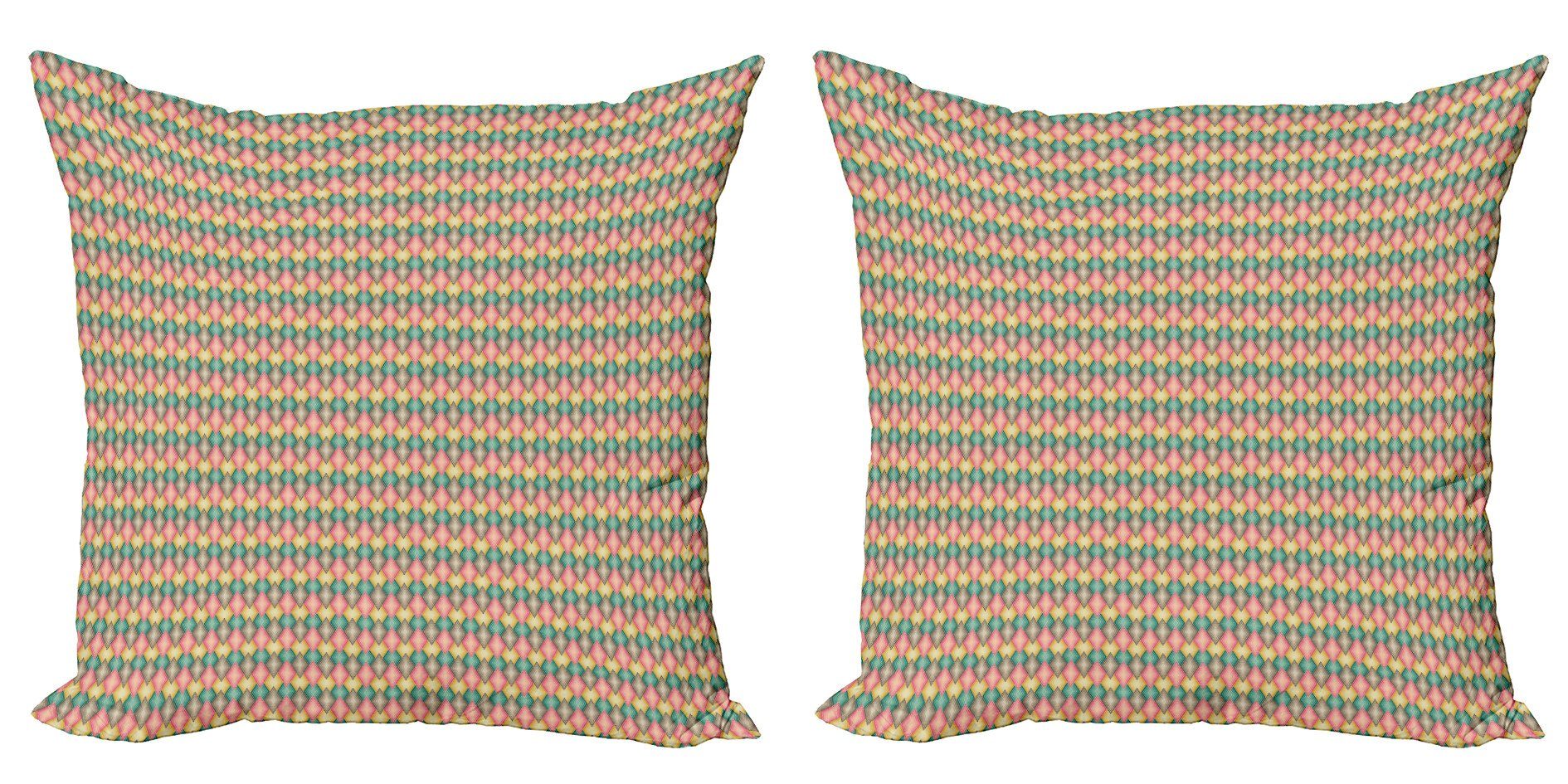 Kissenbezüge Modern Accent Doppelseitiger Digitaldruck, Abakuhaus (2 Stück), Gedämpfte Farben verschachtelte Rhombuses