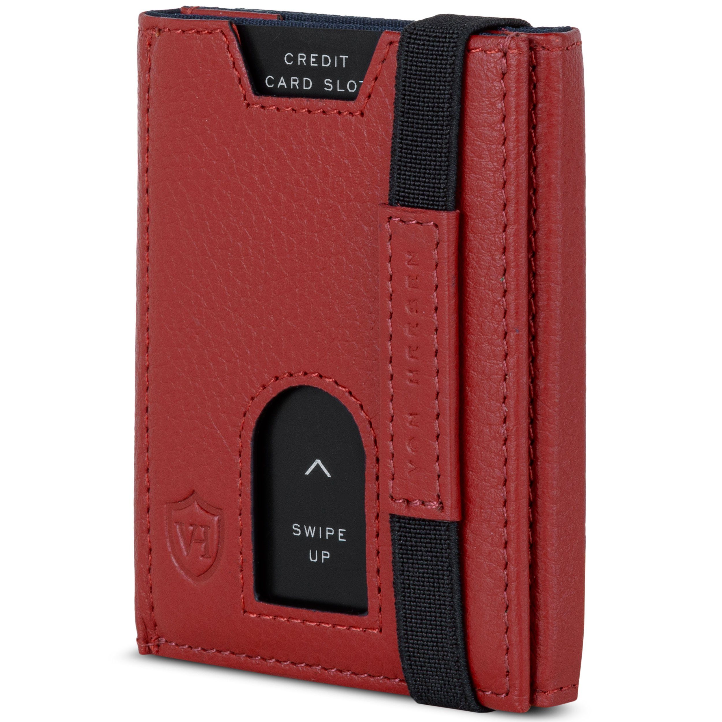 VON HEESEN Geldbörse Whizz Wallet mit RFID-Schutz und 6 Kartenfächer (Rot), Slim Wallet Geldbeutel Portemonnaie inkl. RFID-Schutz & Geschenkbox