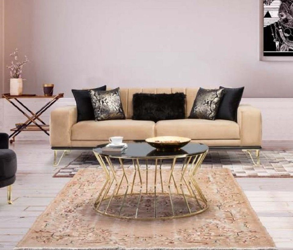3-Sitzer Textil Sofa Sofas Sitzer Möbel Moderner Neu Dreisitzer JVmoebel Couch 3 Beige
