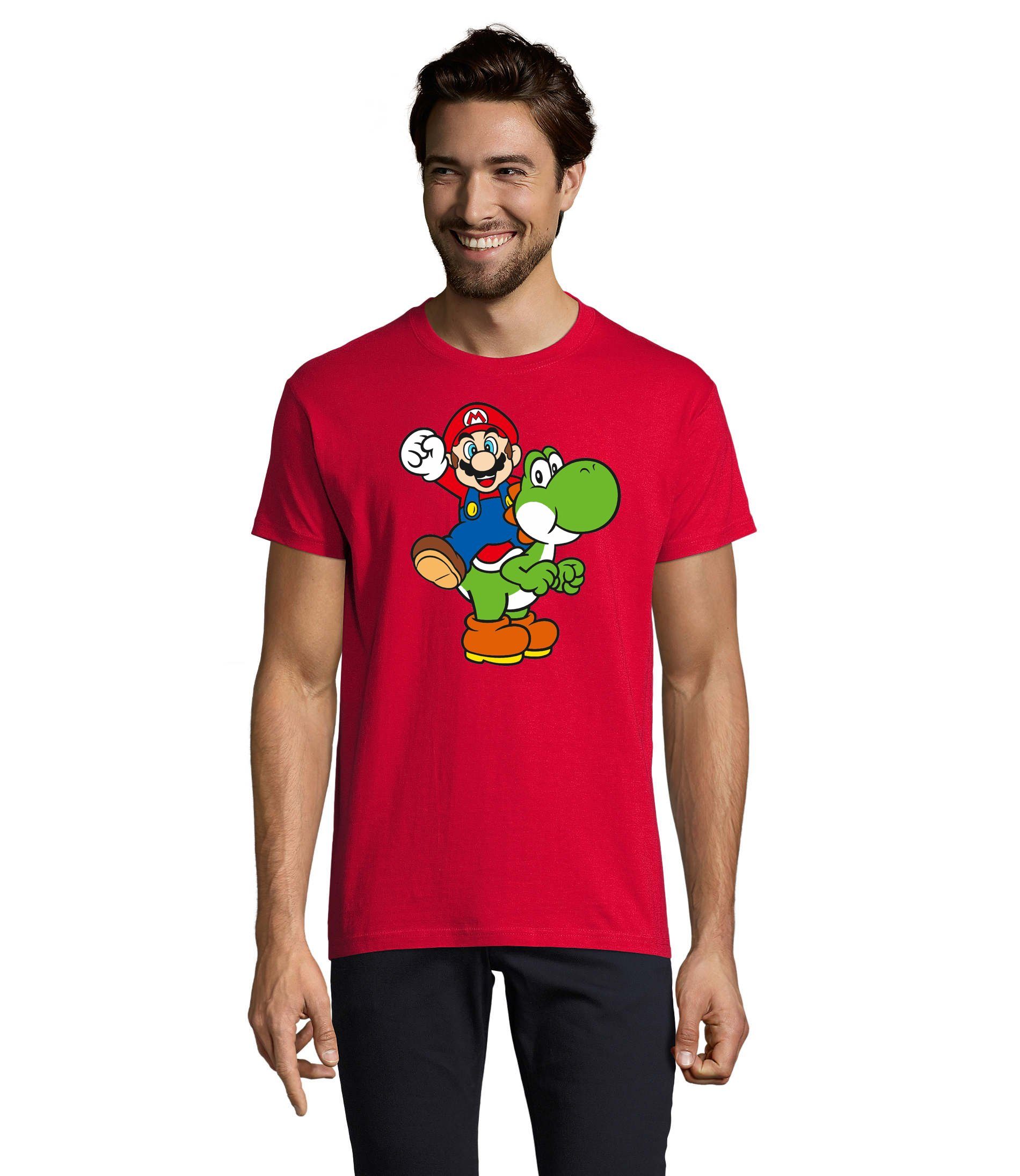 Blondie & Brownie T-Shirt Herren Yoshi & Mario Konsole Super Nintendo Luigi Rot | T-Shirts