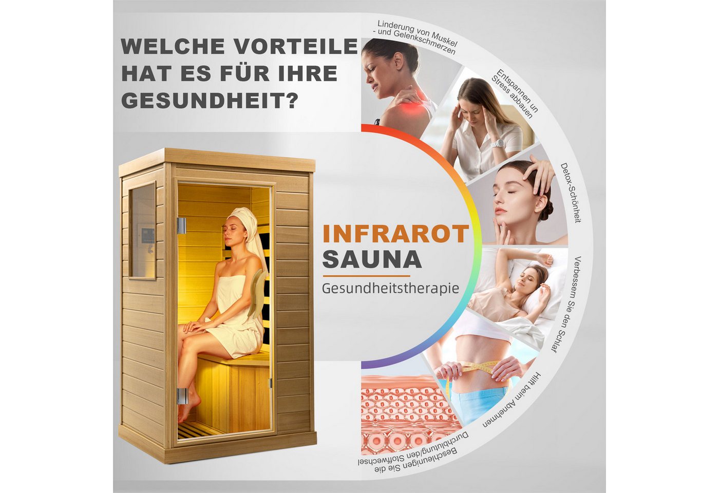Thumbnail - HomeMiYN Infrarotkabine Infrarotkabine Infrarotsauna für Zuhause 1 Person Trockensaunaraum