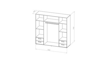 möbelando Kleiderschrank Valencia (BxHxT: 206x195x60 cm) in Weiß mit 4 Schubladen und 4 Türen