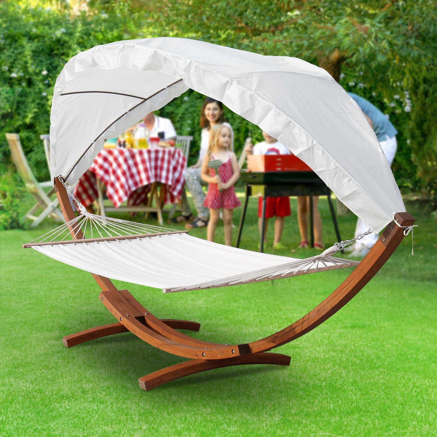 Bettizia Hängematte Hängematte Gartenliege mit Gestell Hammock Hängemattengestell 415cm, 2 Personen, mit Gestell XXL, Tragkraft 200 kg