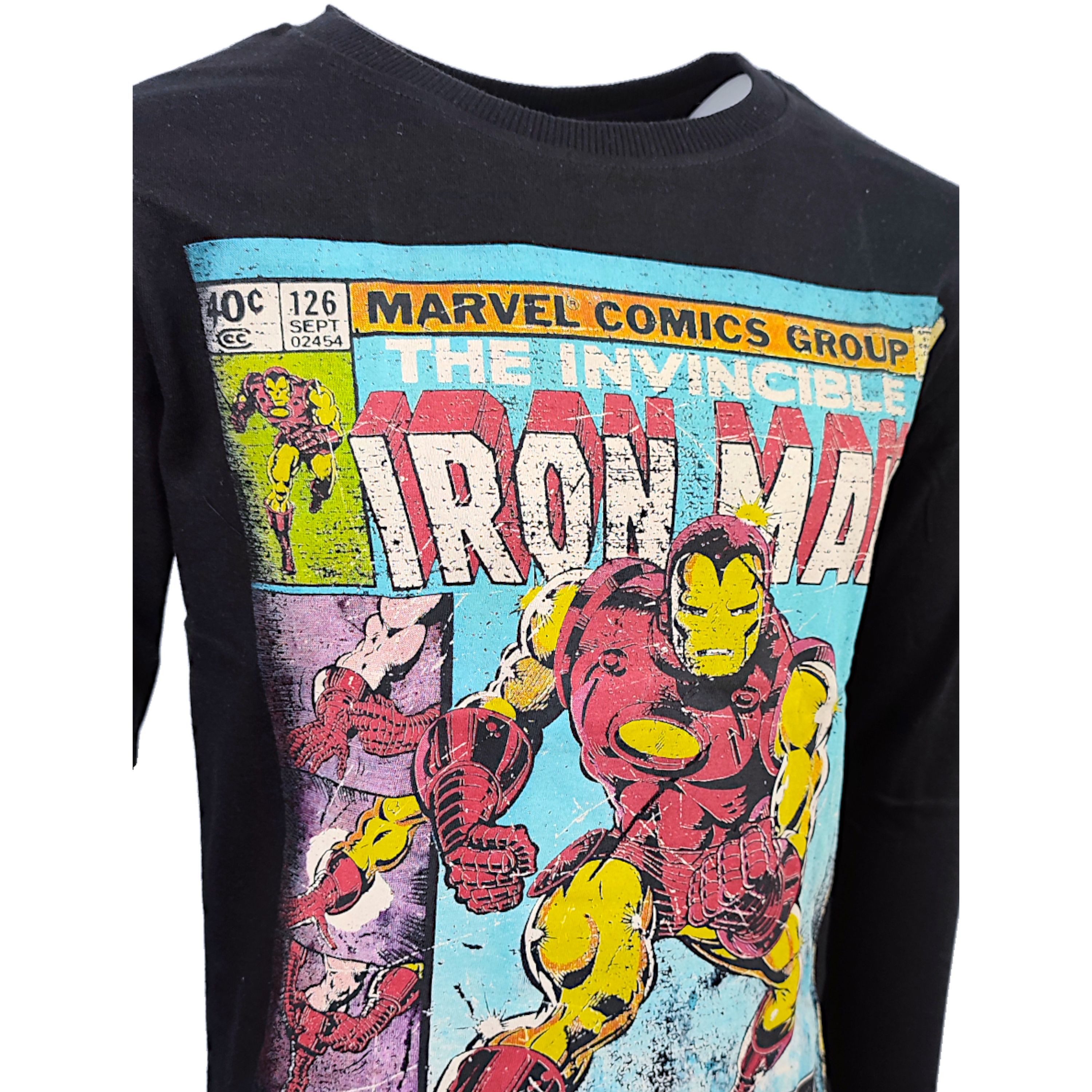 MARVEL Langarmshirt Iron Man im Comic Stil Jungen Shirt aus Baumwolle Gr. 134 - 164 cm