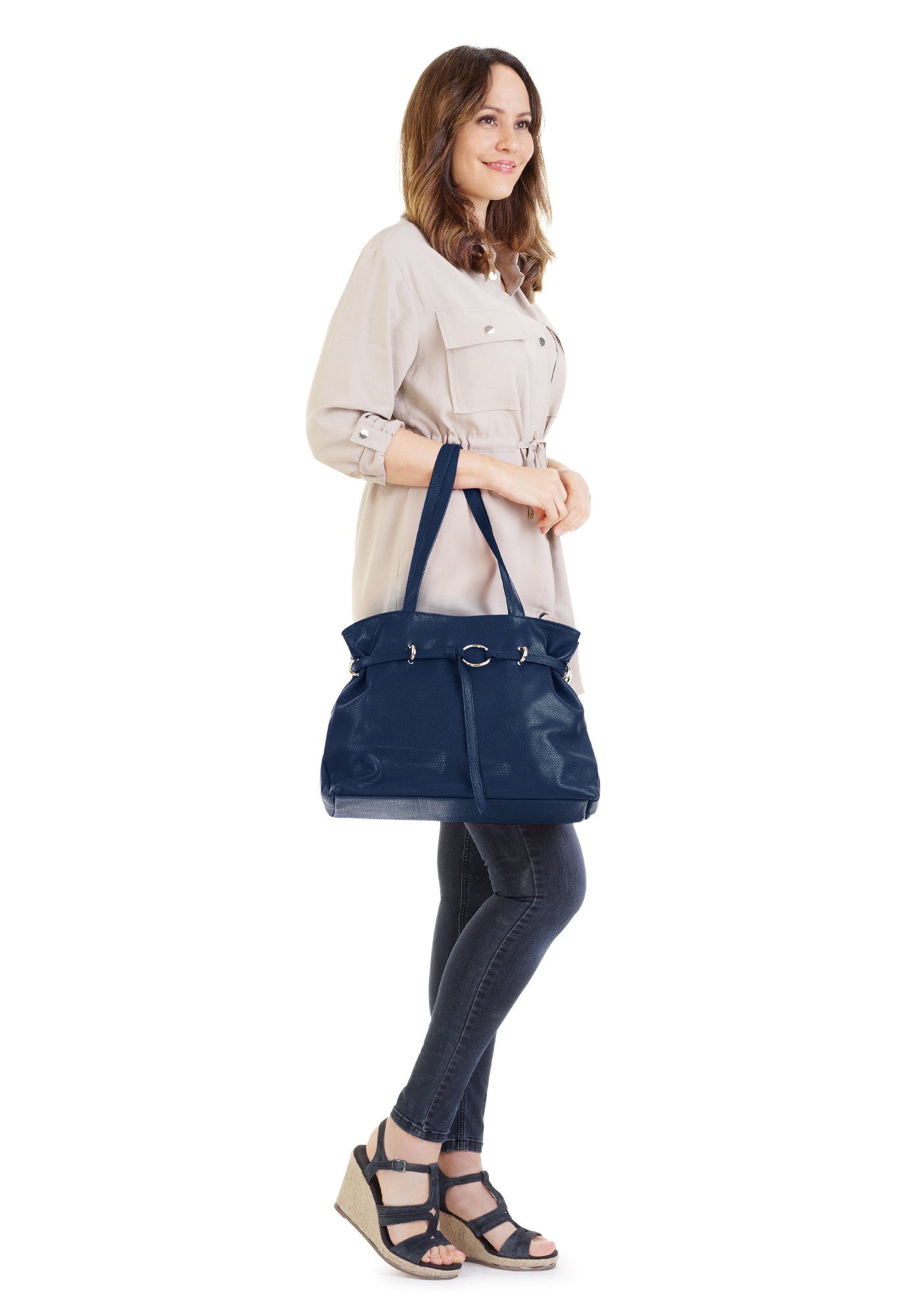 Samantha Look Henkeltasche SAMANTHA LOOK Damen echt Leder, Made in Italy, echt Leder, Made in Italy – Bild 2 von 5