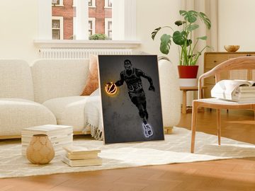 JUSTGOODMOOD Poster Premium ® Basketball Poster · Neon Effekt · ohne Rahmen