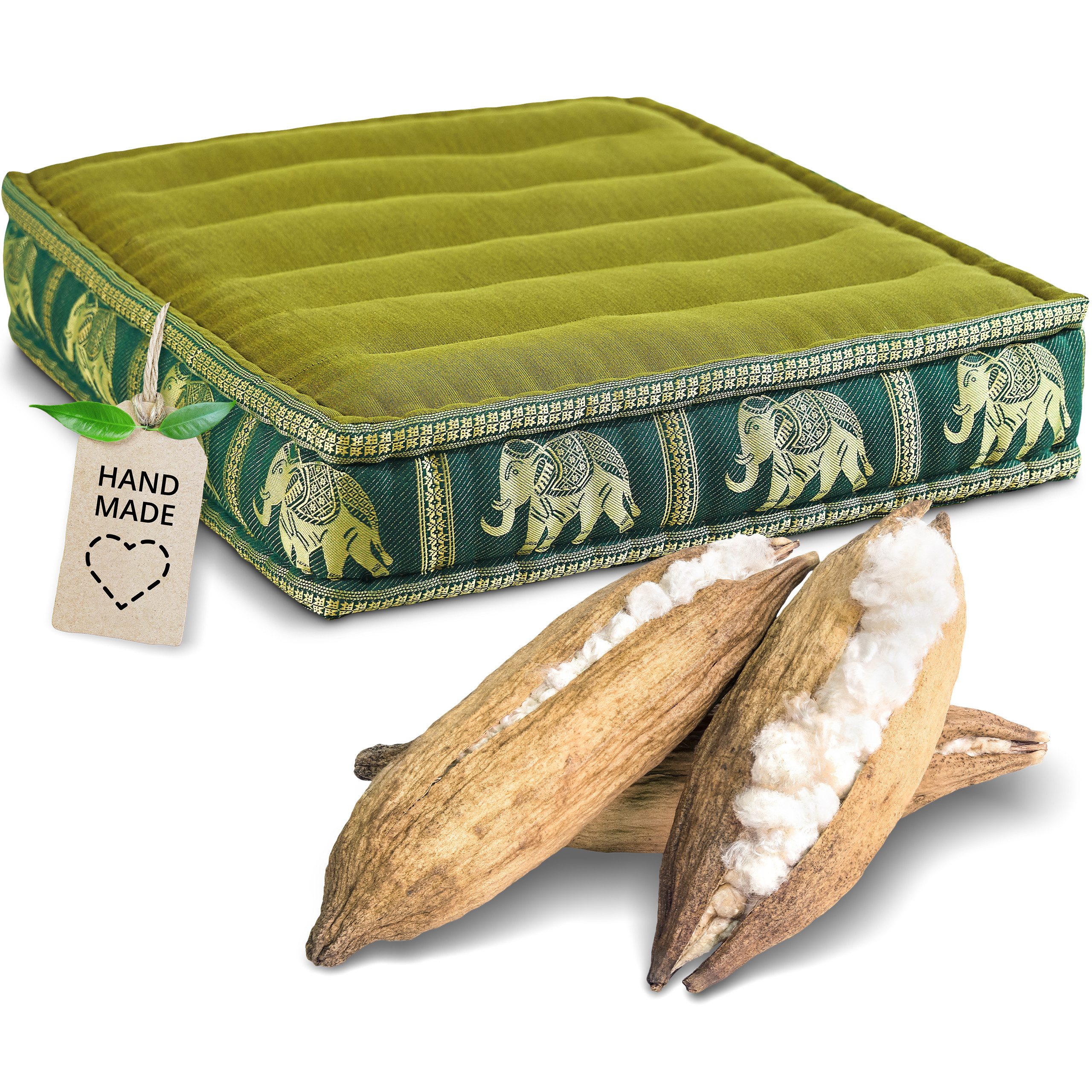 livasia Sitzkissen Bodensitzkissen (Deluxe) vegan und handgefertigt, 50x50x10cm, Kapok