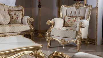 Casa Padrino Couchtisch Casa Padrino Luxus Barockstil Wohnzimmer Möbel Set Grau / Weiß / Gold