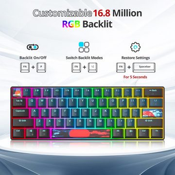 SOLIDEE RGB-Hintergrundbeleuchtung Gaming-Tastatur (mit Linearen roten Schaltern,PBT-Tastenkappen maximale Kompatibilität)