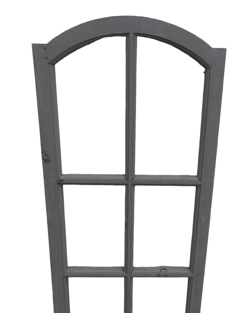 Wanddekoobjekt Großes Fenster Sprossenfenster Dekorahmen abgerundet Holz grau 112 cm