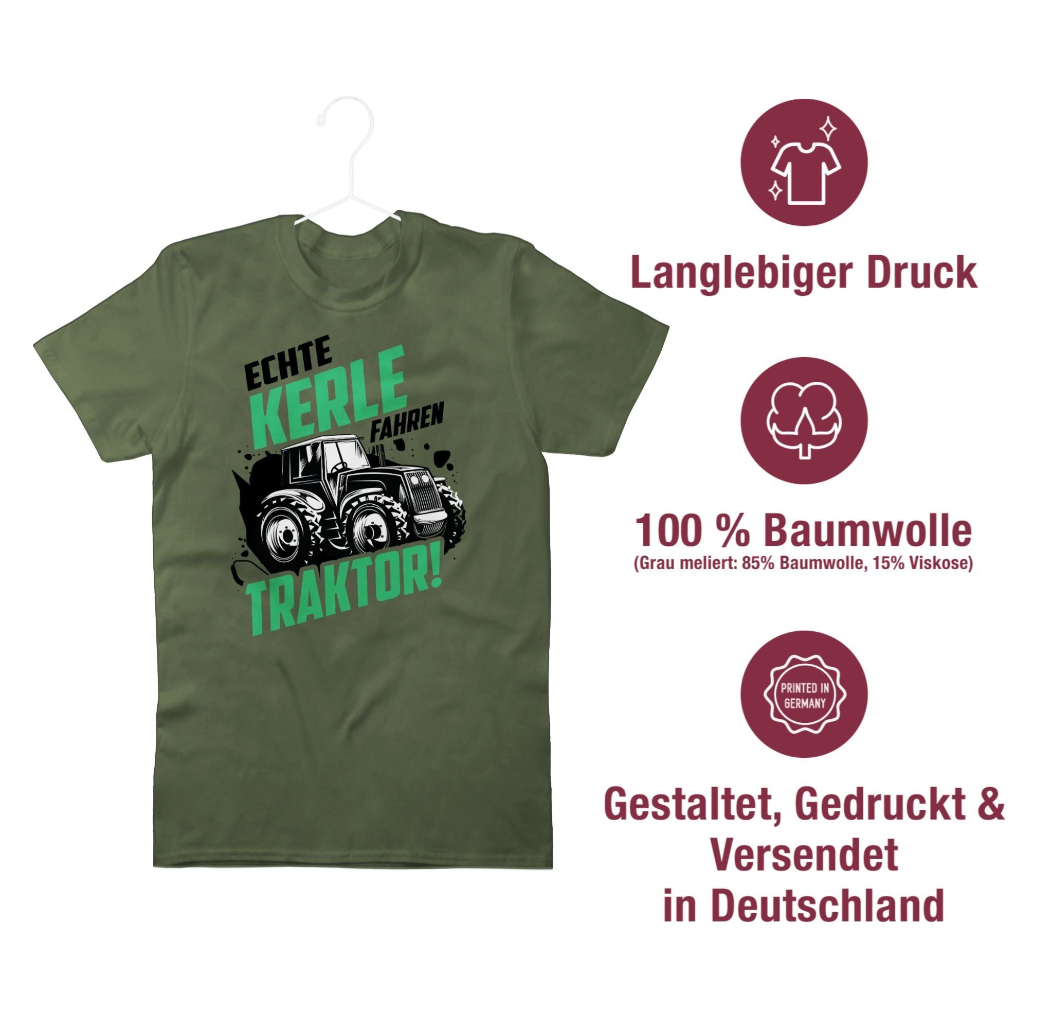 Shirtracer T-Shirt Army Bauer Kerle 2 Trecker Geschenk Echte Traktor Landwirt Fahrzeuge fahren Grün