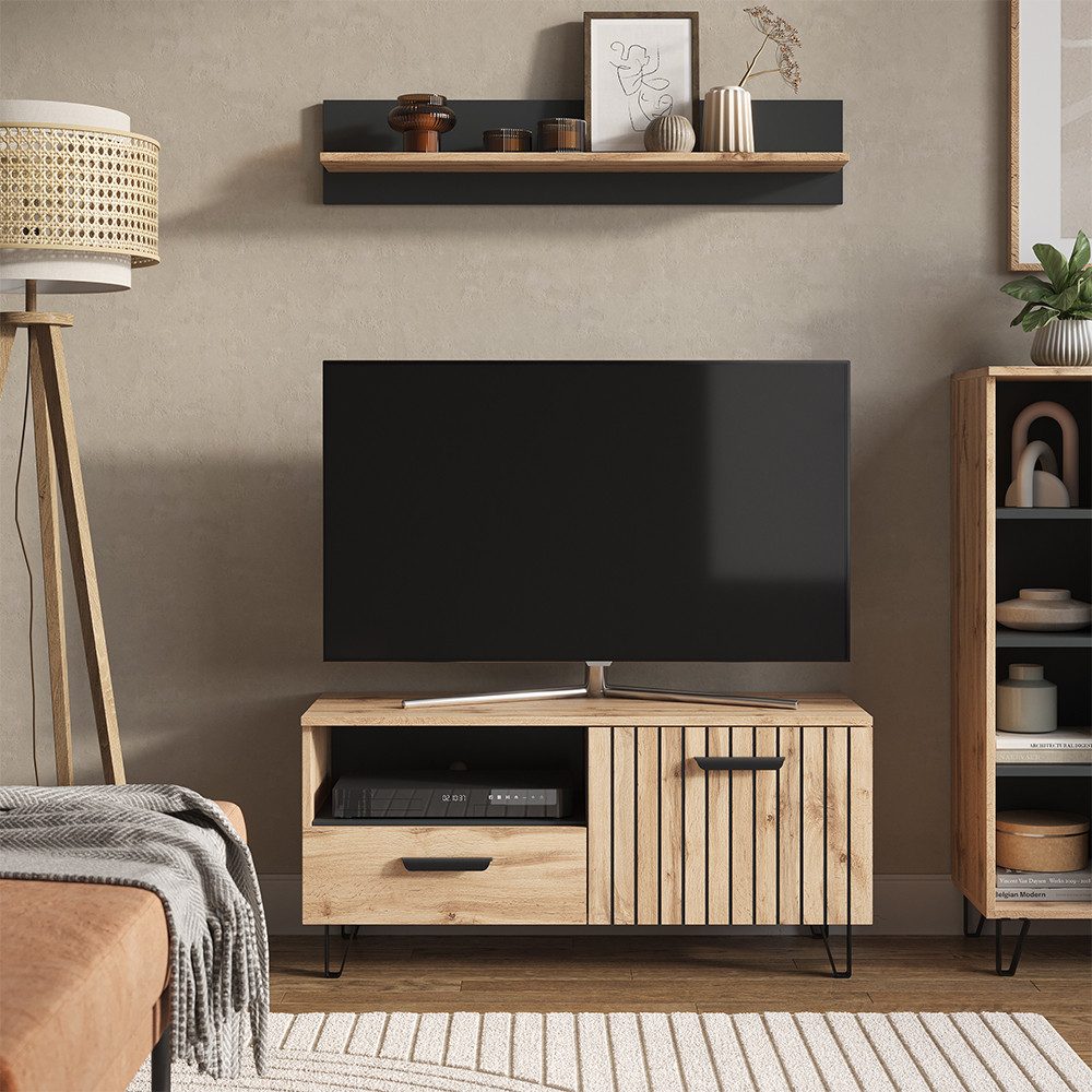 Vicco Lowboard Amber, Braun/Braun, 100.2 x 48.5 cm mit Schublade und Tür günstig online kaufen