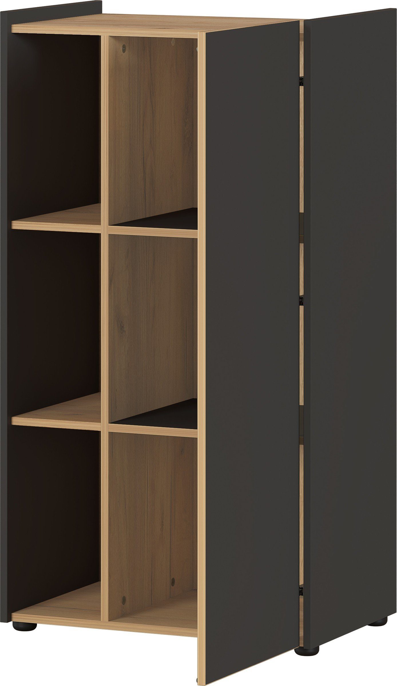 Einlegeböden BxHxT: einer möbelando 393, 62x115x42 Tür grau cm, und Bücherregal 2 in mit