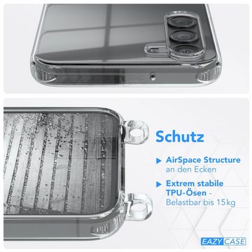 EAZY CASE Handykette Clips Schwarz für Samsung Galaxy S23 Plus 6,6 Zoll, Slimcover mit Umhängeband Case Handytasche Clear Backcover Schwarz