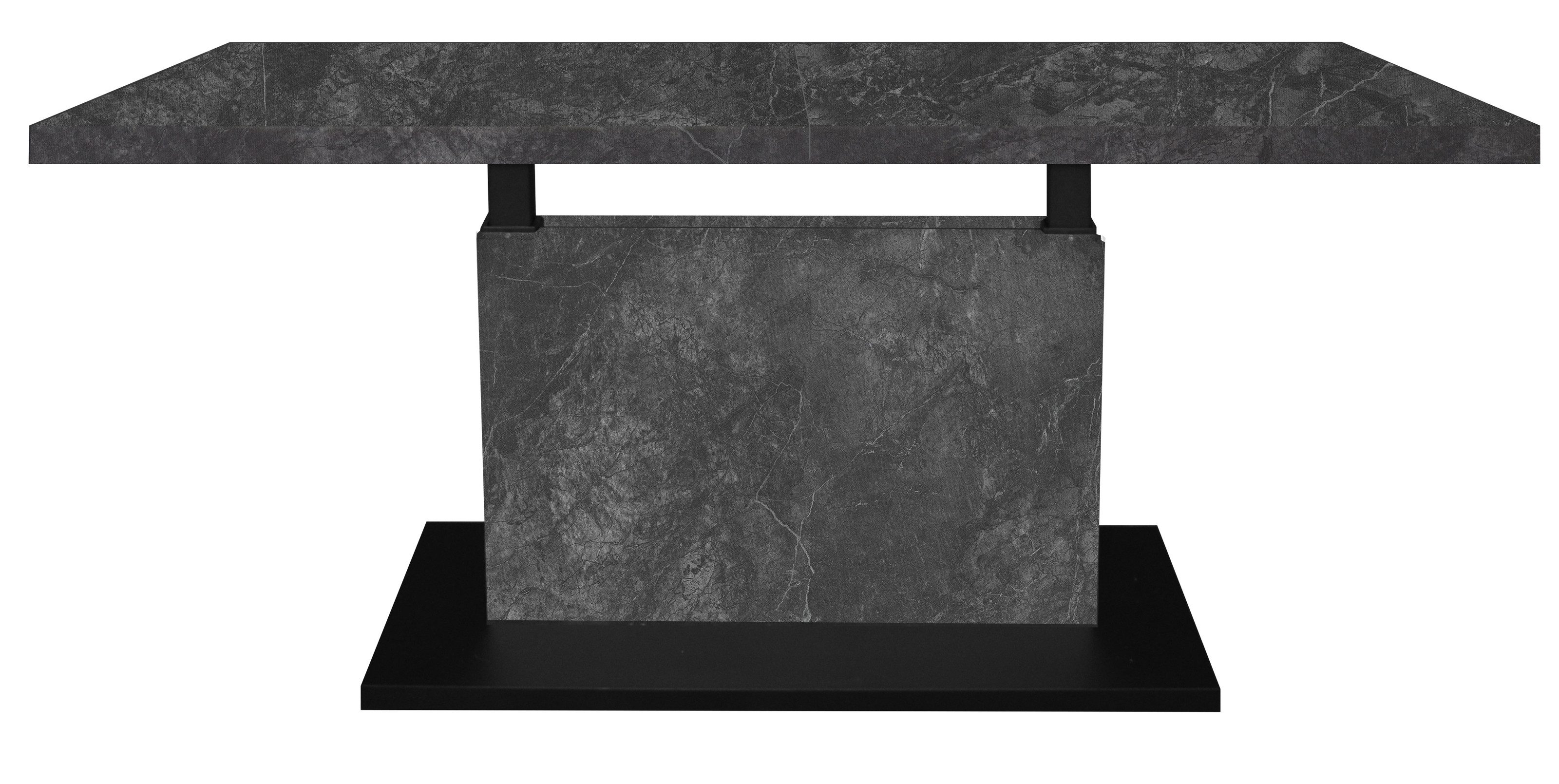 freiraum Couchtisch Lift, verstellbar, keramik optik grau / schwarz - 120/160x56/75x70 (BxHxT)