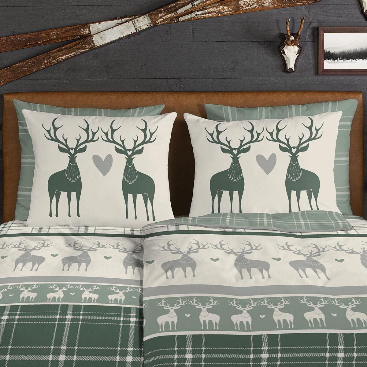 TRAUMSCHLAF Bettwäsche Hirsche, Flanell, 2 teilig, herrlich weich und warm günstig online kaufen