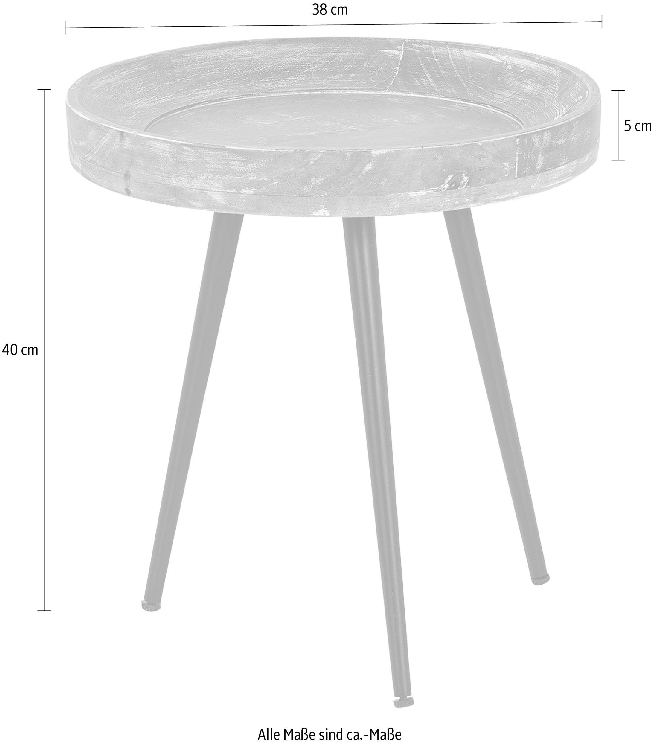 byLIVING 38 runde cm Ava, 45 oder Massive Durchmesser Tischplatte, Beistelltisch
