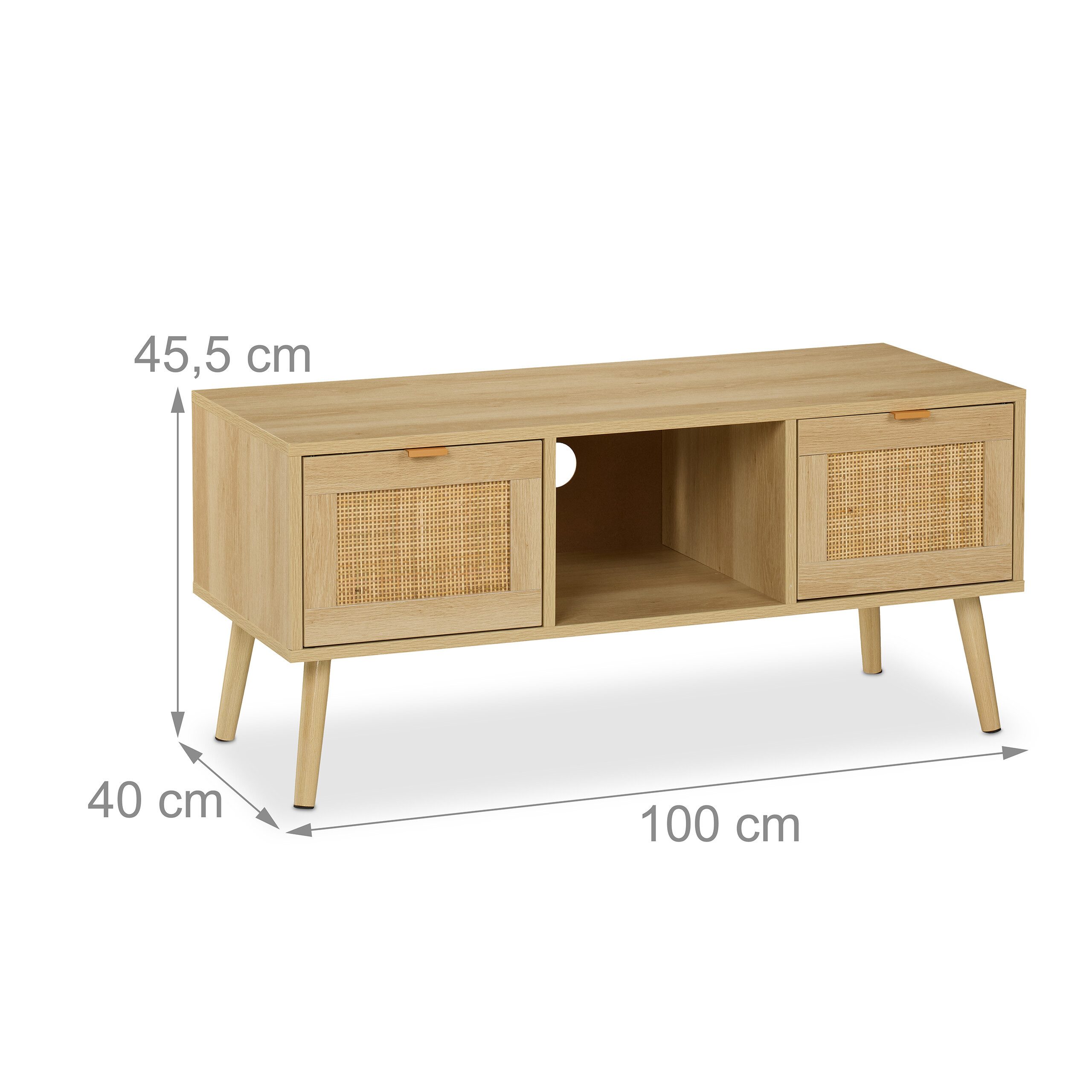 relaxdays TV-Board TV-Lowboard Rattan-Design (1 St) – Bild 4 von 5