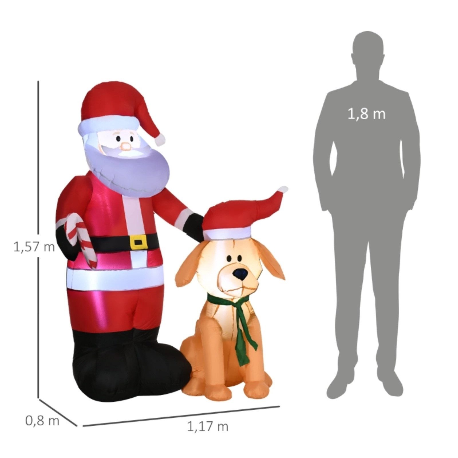 Celya Weihnachtsfigur Weihnachtsdeko, Weihnachtsmann mit Hund (aufblasbar, günstig online kaufen